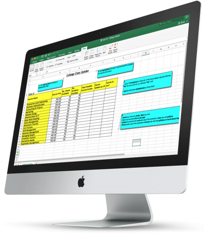 Microsoft Excel 2016 on-screen, paperless resources to help understand how to use percentages (%) in an Excel spreadsheet.