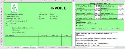 Invoices on Excel
