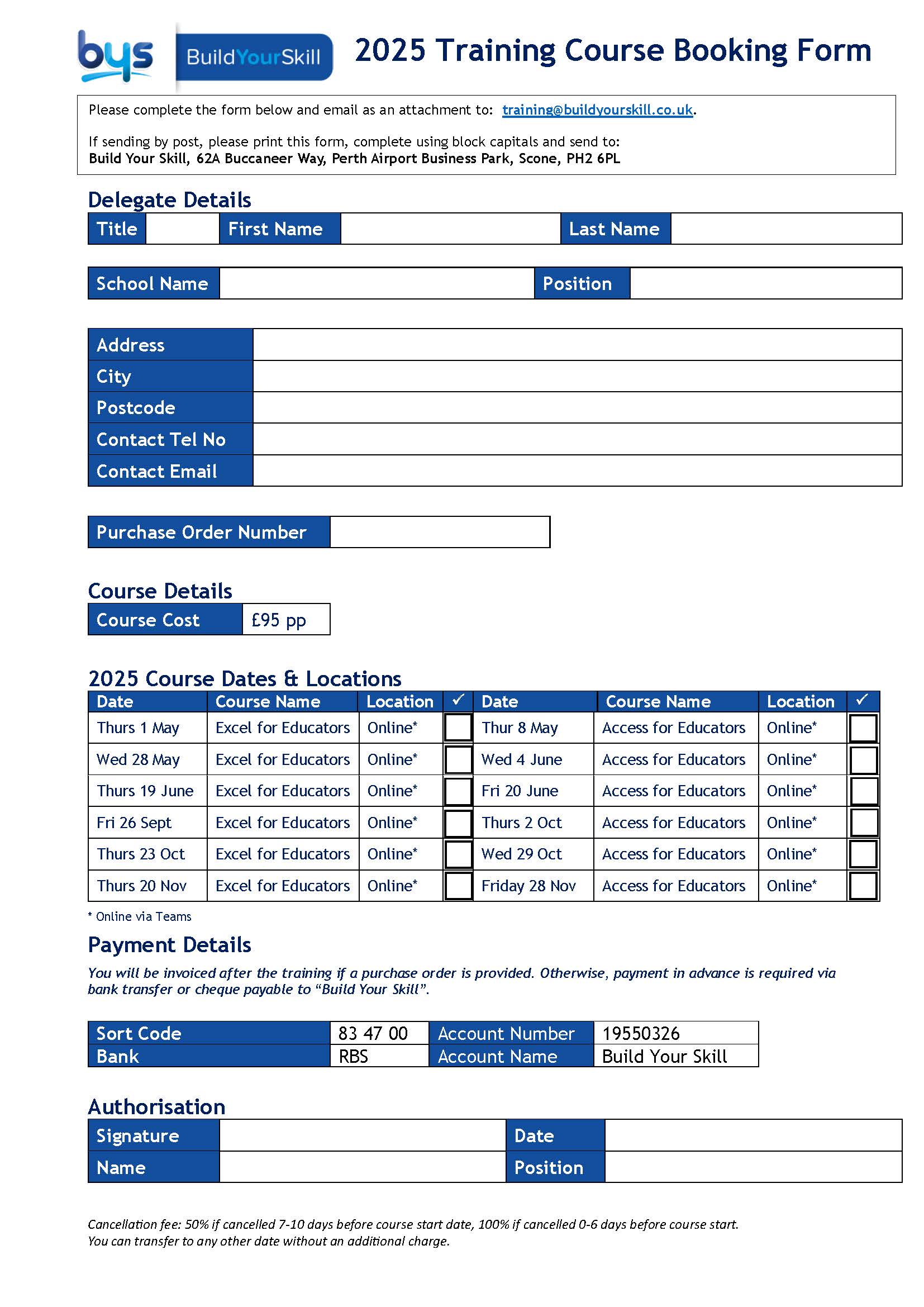 2025 Booking for Excel for Educators and Access for Educators courses