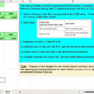 National 5 Accounting SQA past paper questions focused on Cash Budgets