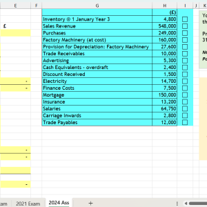 National 5 Accounting past paper questions on the Income Statement from 2016 to 2024