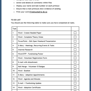 To-do list for N5 Administration and IT Assignment Practice Pack 3, showing integrated assignment-style tasks.