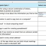 Excel-based digital literacy quiz for S1 and S2 pupils with 20 multiple-choice questions and conditional formatting feedback.